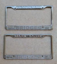 2 Vintage California Dealer License Plate Frames Hayward PONTIAC GMC 1970s 1960s picture