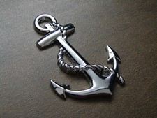 ANCHOR 3D EMBLEM STICKER DECAL FOR SAILORS USN NAVY HEAVY DUTY DIE CAST METAL picture
