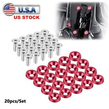 20pcs Red Billet Aluminum Fender Bumper Washer Bolt Engine Bay Dress Up Kit picture
