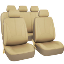 Beige Car Seat Covers Leather Full-surround Protector Set for 5-Sits SUV Sedan picture