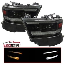 Smoke Projector Headlights Fits 2019-2023 Dodge Ram 1500 DRL Switchback LED Tube picture
