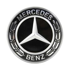 Silver Black Flat Laurel Wreath Badge Mercedes Benz AMG Front Hood Emblem 57mm picture