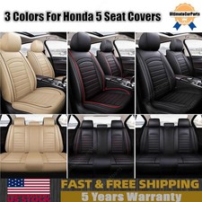 Leather Seat Covers Full Set 5-Sits Front & Rear Cushion Accessories For Honda picture