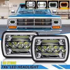 2x Chrome 5x7 LED Headlights Hi-Lo DRL Turn Signal For Dodge D100 D150 D250 D350 picture