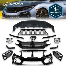 12Pcs Front Bumper Kit w/ Grille & Fog Light For 2020-2021 Honda Civic Hatchback picture