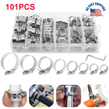101x 8 Size Hose Clamps Adjustable Worm Gear Stainless Steel Clamp Assortment US picture