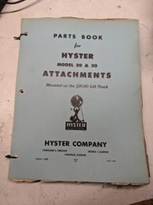 HYSTER PARTS BOOK MANUAL LIST MODEL 20 30 ATTACHMENTS QN-20 LIFTTRUCK 1957 1197 picture