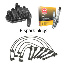 Ignition Coil & Wire & 6 NGK Platinum Spark Plug for 01-04 Hyundai Santa Fe 2.7L picture