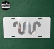 White Aluminum License Plate w/ Chrome King Ranch Sticker Custom Truck Tag picture