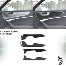 6Pcs Real Carbon Fiber Interior Door Handle Panel Cover For Adui A6 A7 C8 19-24 picture