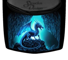 Cyan Blue Glow Grove Dragon Ominous Hood Wrap Vinyl Graphic Decal 58