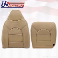 2000 Ford F250 350 Lariat Front Driver Side Top & Bottom Leather seat Covers Tan picture