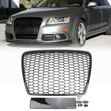 For 2005-2011 Audi A6 S6 RS6 style Front Bumper Glossy Black Mesh Grill Grille picture