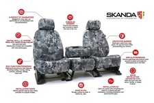 Gray Front Seat Covers Set Kryptek Urban Camo Custom fit Nissan Titan 2016-24 picture