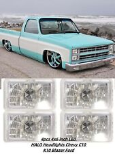 4pcs 4x6 inch LED HALO Headlights Combo Beam Lamp For Chevy C10 K10 Blazer Ford picture