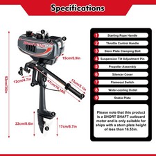 HANGKAI 2Stroke 3.5 HP Outboard Motor Air/Water Cooling Fishing Boat Engine picture