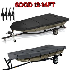 12FT-14FT Heavy Duty Trailerable Jon Boat Cover Waterproof UV Protection 600D US picture