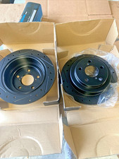 2000-2008 Subaru Forester Impreza Rear Drilled Slotted Brake Rotors Pair DFC Kit picture