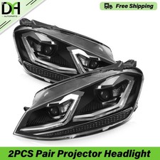 Black Pair LED Projector Headlights W/ LED DRL For Volkswagen Golf GTI 2015-2017 picture