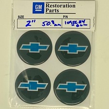 Chevrolet Blue Bowtie  Center Wheel Emblem 2” Round Vinyl set 4 Chevy Bowtie picture