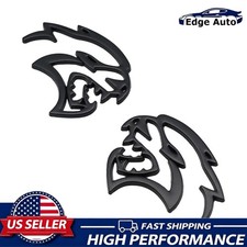 2x Universal Metal Devil Cat Hellcat Fender Side Emblems Badges Decals All Black picture