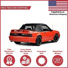 1983-90 Ford Mustang Convertible Soft Top w/ DOT Approved Glass Window, Black picture