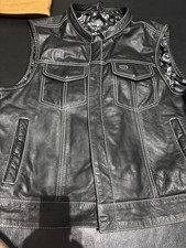First Manufacturing FMC Limited black leather motorcycle vest in men’s size Larg picture