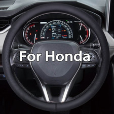 Black Steering Wheel Cover for Honda Fit Genuine Leather 15