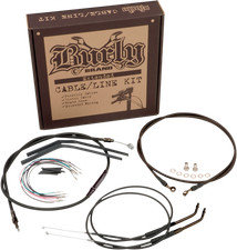 BURLY BRAND Complete Black Vinyl Handlebar Cable/Line Kit for Ape Hangers - 16