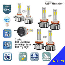 3Pair 9005 H11 H11 4-Side Shortest LED Headlight Low High Beams Light Bulb 8000K picture