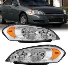 Pair Chrome Headlights Assembly For 2006-13 Chevrolet Impala 2006-07 Monte Carlo picture