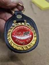 Corvette Sting Ray GM Lic. Chevrolet Corvette Racing Flags Logo Emblem Keychain picture