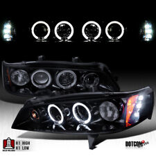 Black Smoke Fit 1994-1997 Honda Accord LED Dual Halo Projector Headlights Pair picture