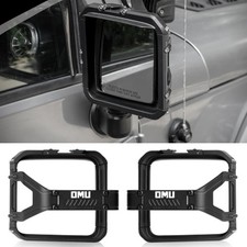 2X OMU Aluminum Rearview Mirror Rain Shield Frame For 07-18 Jeep Wrangler JK picture