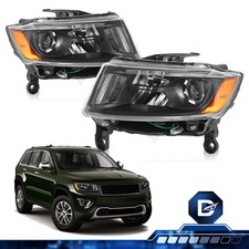 For 2014-2016 Jeep Grand Cherokee LH+RH Side Black Headlights Assembly  Pair picture
