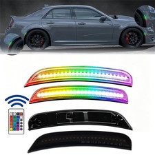 4PCS Smoked Fender RGB LED Side Marker Turn Signal Lights For Chrysler 300 15-23 picture