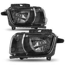 Headlights for 2010-2013 Chevy Camaro Black Housing Halogen Headlamp LH+RH Pairs picture