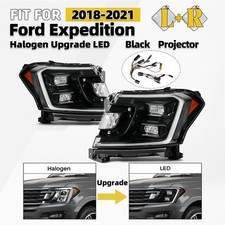 Halogen Upgrade LED Headlight For 2018-2021 Ford Expedition Black Projector Pair picture