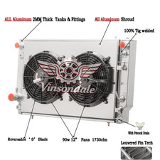 2 Rows Radiator w/ Shroud Fan For 76-96 Jaguar XJS XJ12 5.3L 6.0L V12  #1976-96, picture
