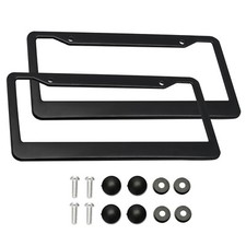 Durable 2PCS Black Stainless Steel Universal USA License Plate Frame With Screws picture