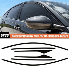 6x Chrome Delete Blackout Window Trims For Honda Accord 2018-2022 - Glossy Black picture