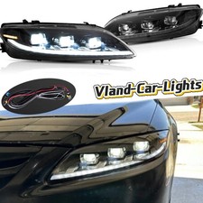 One Pairs LED Headlights Fit 2003-2008 Mazda w/Sequential Projector Front Lamps picture