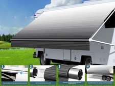 4-Ply Weatherproof Vinyl RV Awning Fabric Replacement 15-19' Outdoor Canopy Yobs picture