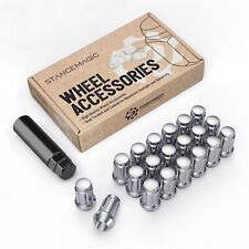 20pc 12x1.25 Lug Nuts | Silver Cone Seat | Long Spline Closed End | Includes Key picture