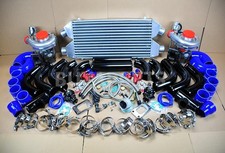 DIY TWIN TURBO KIT INTERCOOLER BLACK PIPE BLUE COUPLER for Inifinite G35 G37 V6 picture