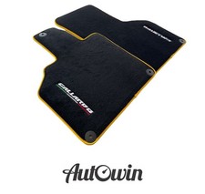 Floor Mats For Lamborghini Gallardo Black Tailored Carpets AutoWin Yellow Trim picture