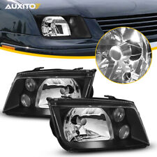 Fits 1999-2005 VW Jetta Bora Replacement Black Headlights Front Headlamps Pair picture