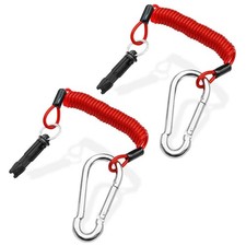 2PCS 6FT Trailer Breakaway Cable RV Spring Towing Coiled Wire Safety Brake Rope picture