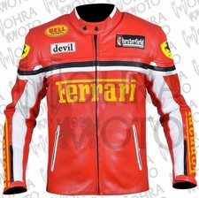 Vintage F1 Ferrari Motorbike Leather Jacket Unisex Motorcycle Leather Jacket picture