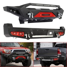 For 2005-2015 Toyota Tacoma Front & Rear Bumper With Winch Plate & LED Lights picture